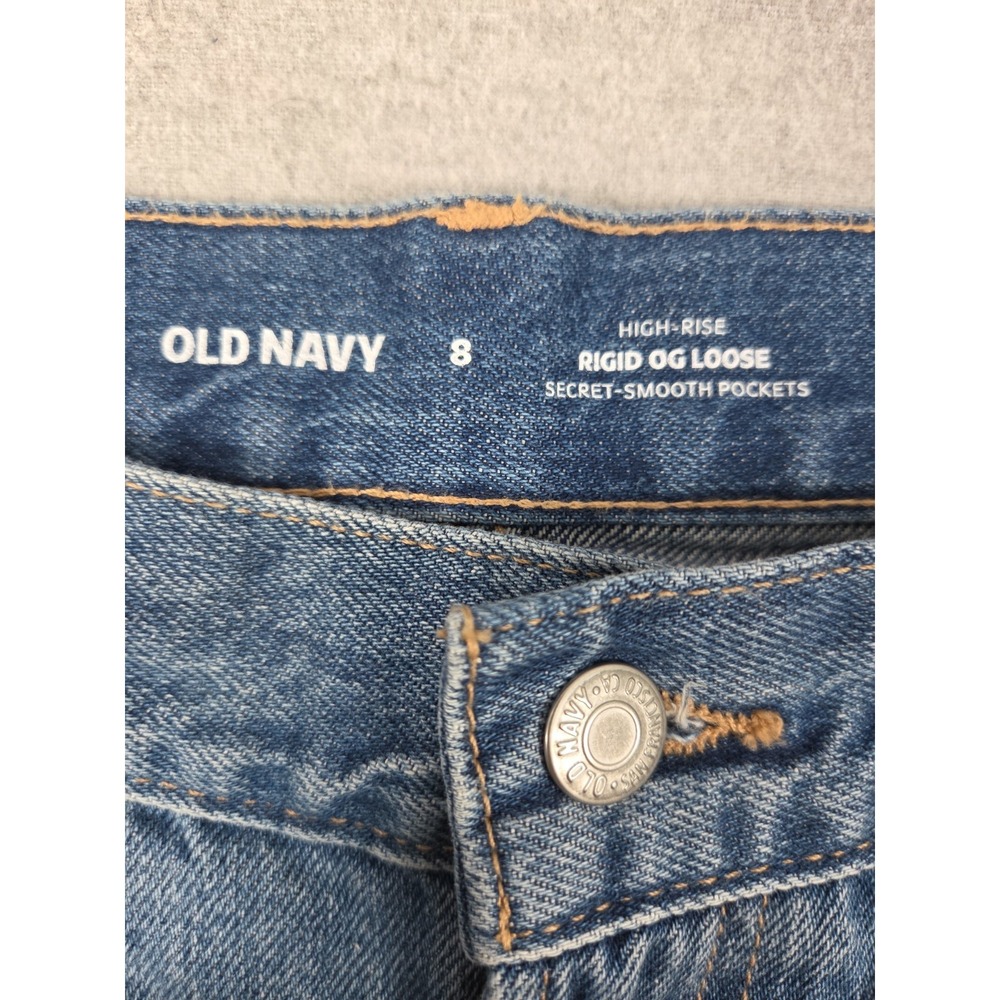 OLD NAVY Womens 8 High Rise Rigid OG Loose Double Knee Jeans Punk Grunge NEW - Picture 6 of 9